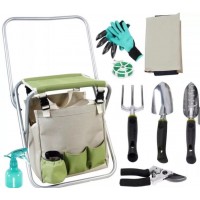 Garden Tool Set Strong Polyester Garden Bag with Folding Chair Seat